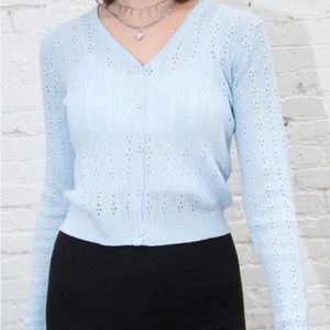 Brandy Melville Shannon Eyelet Cardigan in Blue